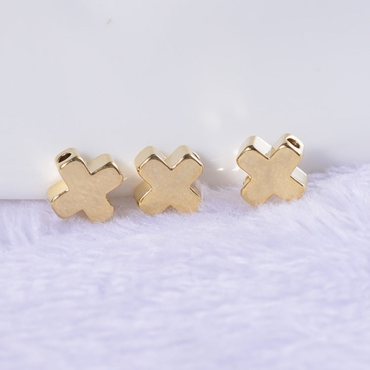 100 breloques en perles croisées brillantes, entretoise en cuivre 14K GF