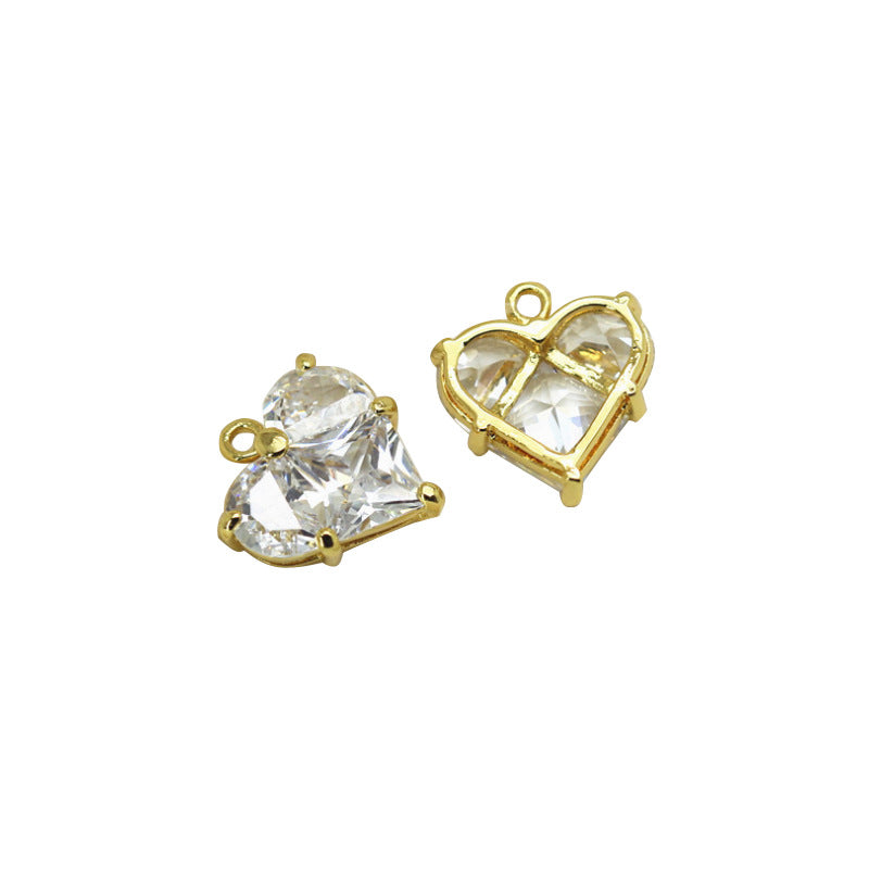 Pendentif à breloque 2 cœurs orné de strass 14K GF