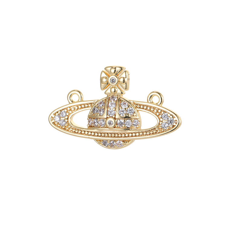 2 Double boucle Soleil Saturne Infini Floral Étoile Charme Connecteur Strass Embelli 14K GF