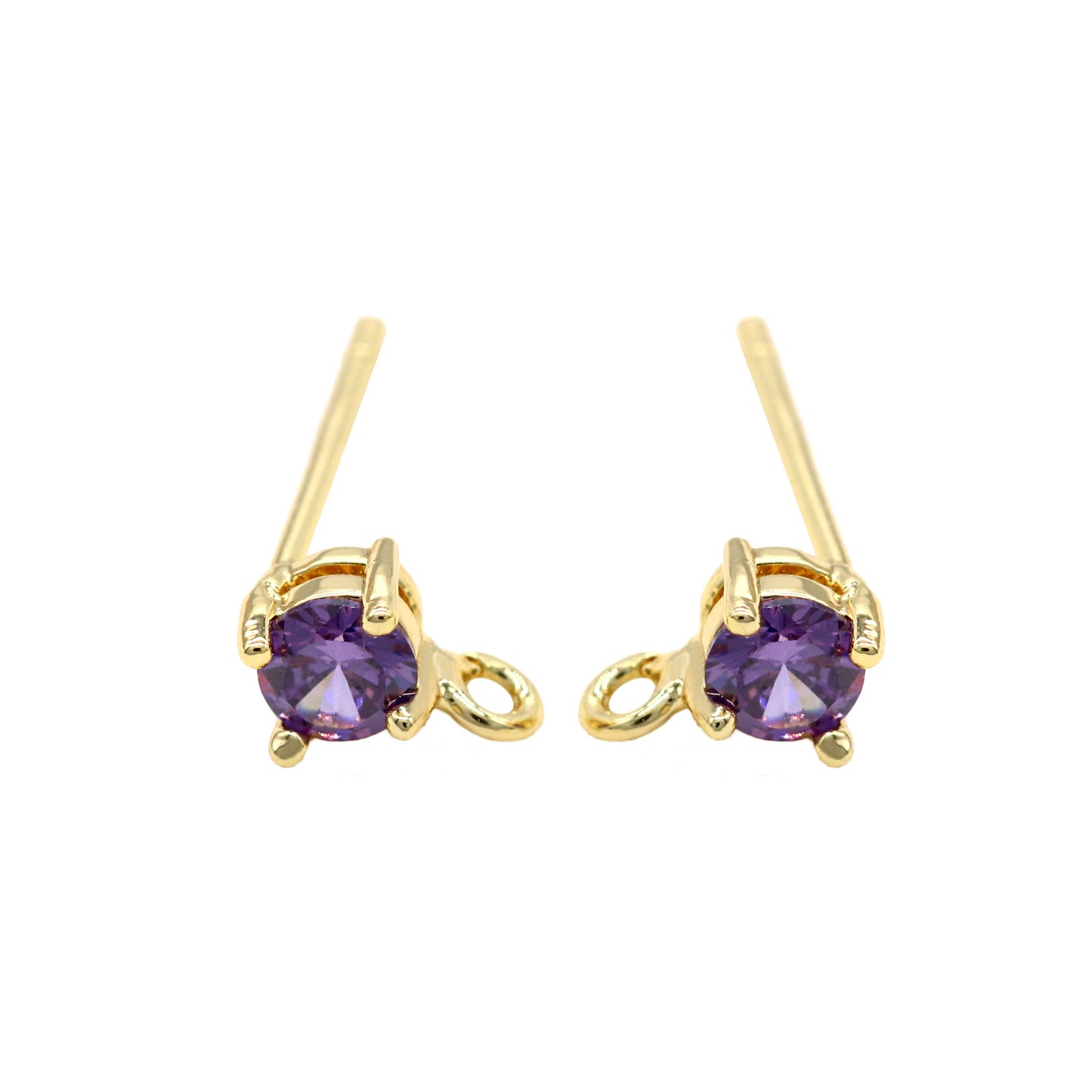 20 boucles d'oreilles à tige en pierre ronde avec boucle 14K GF, ornées de strass