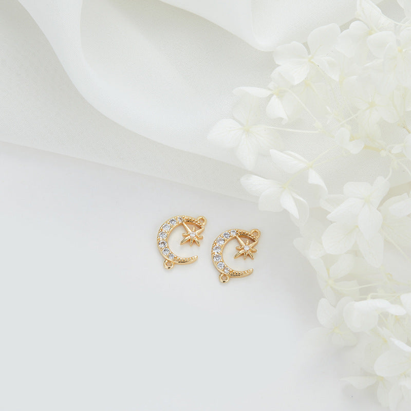 2 Double boucle Floral Cercle Lune Ovale Charme Connecteur Strass Embelli 14K GF