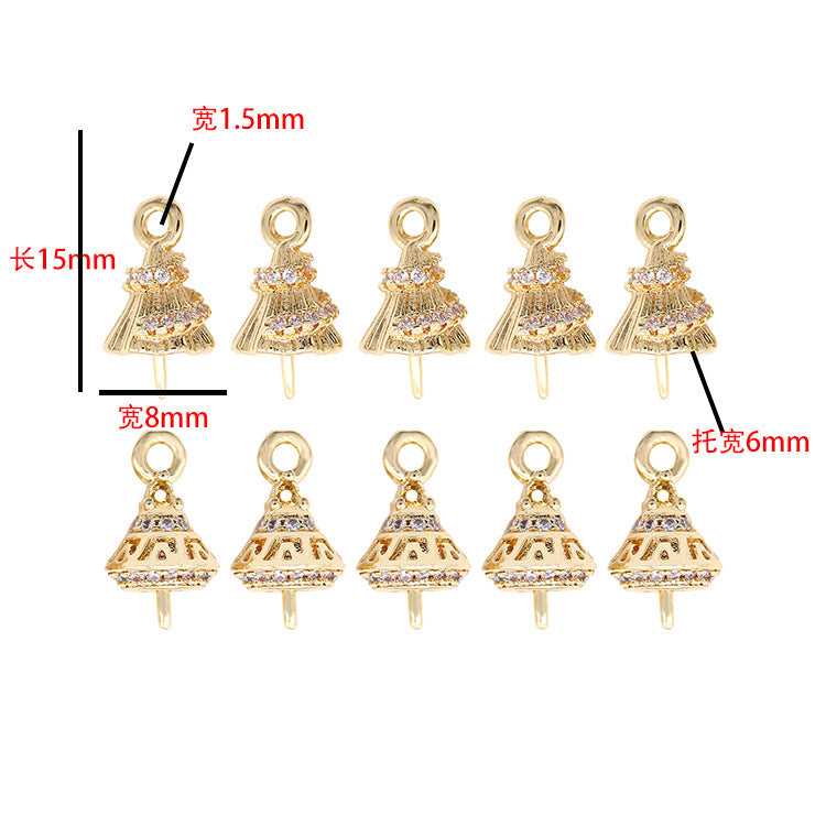 2 cônes pendentif à breloque strass embelli 14K GF perle semi-percée perle vierge