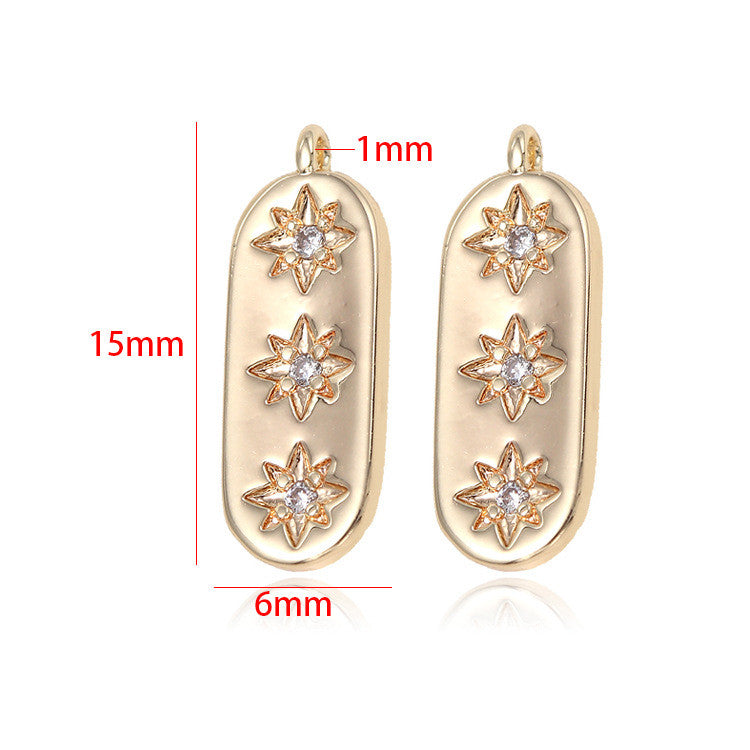 10 pendentif à breloque barre étoile oblongue orné de strass 14K GF