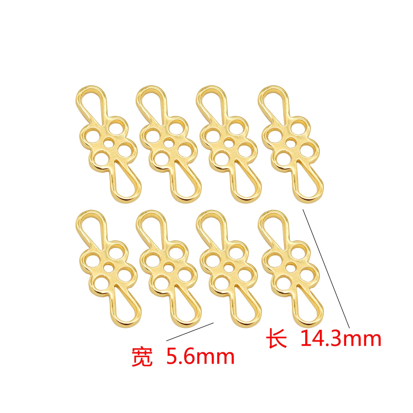 10 doppelt geschlungene florale Schleife-Glieder-Charm-Verbindungsstücke aus 14-karätigem GF