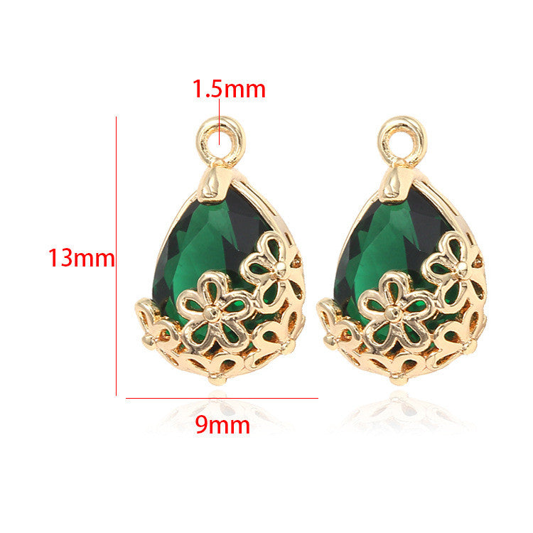 2 pendentifs à breloque goutte d'eau ornés de strass 14K GF
