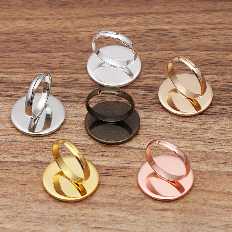 50 bague de cercle ouvrable de tasse de lunette unie 18KGP 10mm 12mm 14mm 16mm 18mm 20mm cabochon rond Base vierge réglage de pierres précieuses