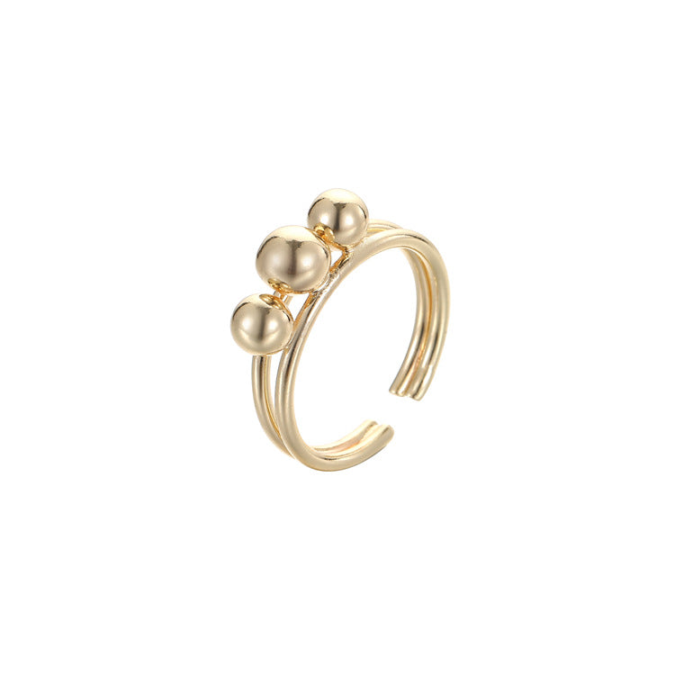 2 bague de déclaration sculptée en cercle ouvert 14K GF perle à moitié percée vierge