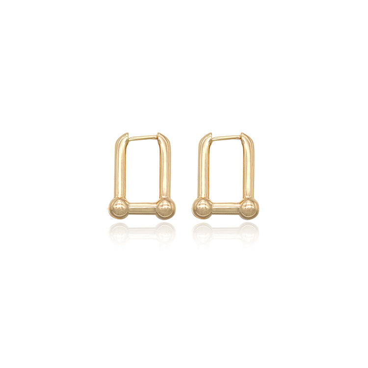 4 boucles d'oreilles créoles rectangulaires brillantes 14K GF Earing