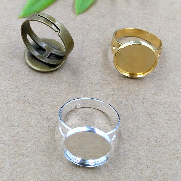 200 Round Bezel Cup Openable Circle Ring 18KGP 12mm Cabochon Blank Base Gemstone Setting