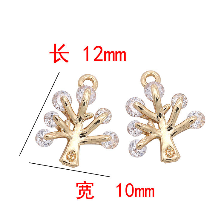 2 pendentif à breloque arbre creux orné de strass 14K GF