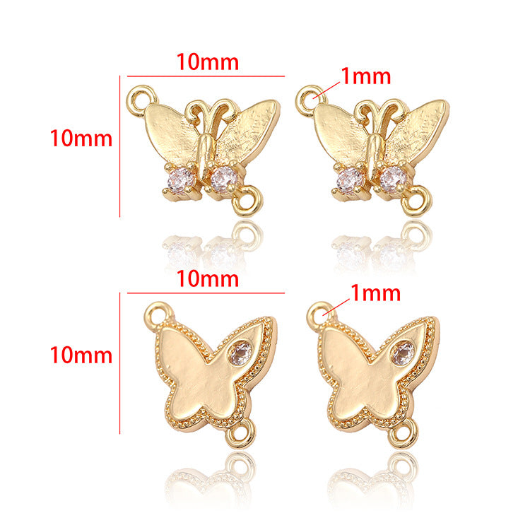 2 connecteurs papillon à double boucle ornés de strass 14K GF