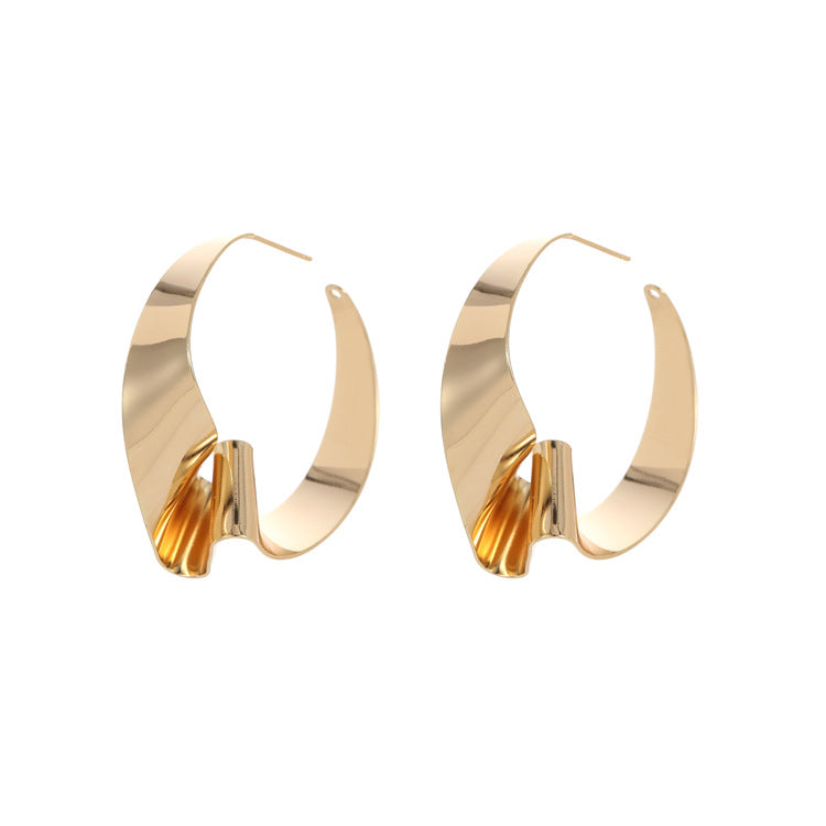 4 boucles d'oreilles à tige incurvées martelées en cercle ouvert 14K GF Earing
