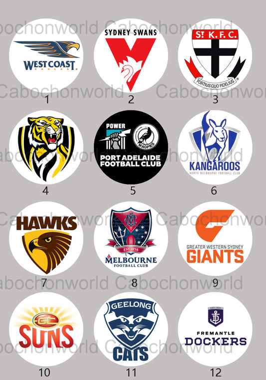 Collection de cabochons avec logo de l'équipe AFL CW0608
