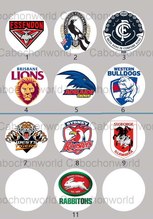 Collection de cabochons avec logo de l'équipe AFL NRL CW0609