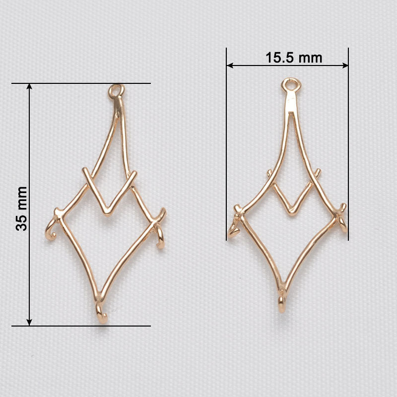 20 connecteurs de charme en diamant creux à double boucle 14K GF