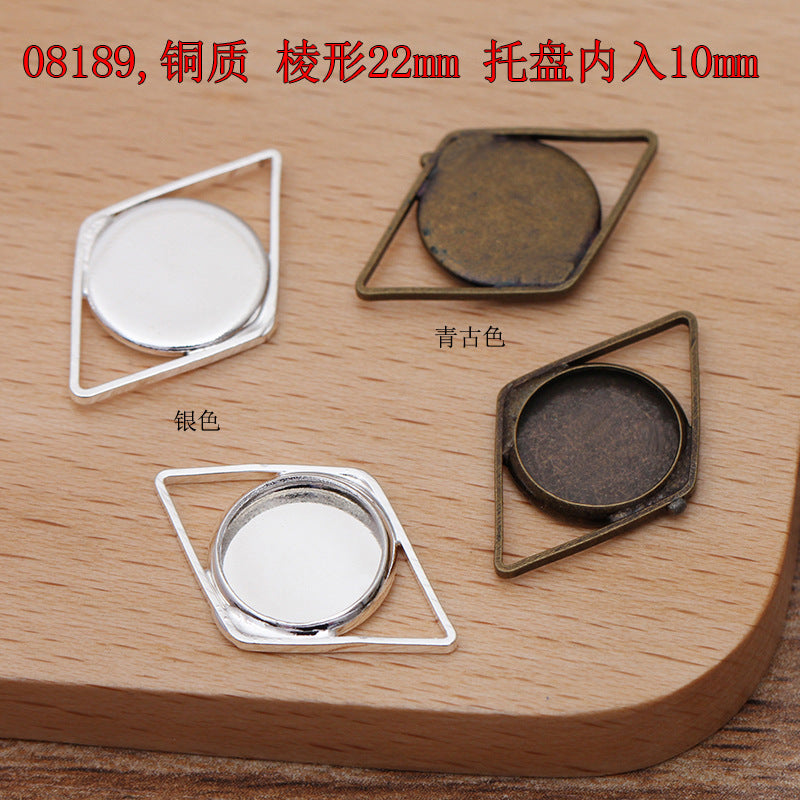 200 Eye Triangle Waterdrop Heart Star Floral Square Charm Pendant 18KGP 10mm 12mm 14mm Round Cabochon Blank Base Gemstone Piece Setting