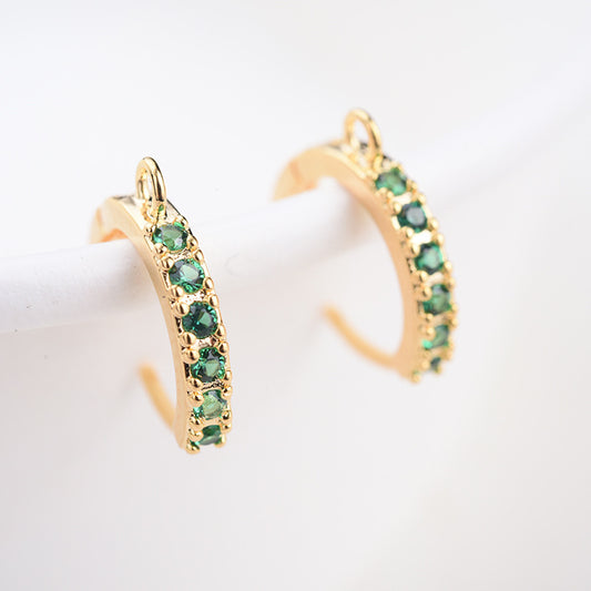 10 boucles d'oreilles créoles rondes avec boucle ornées de strass 14K GF