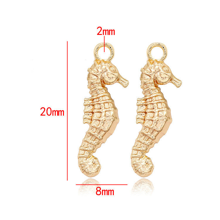 2 Searhorse Charm-Anhänger 14K GF