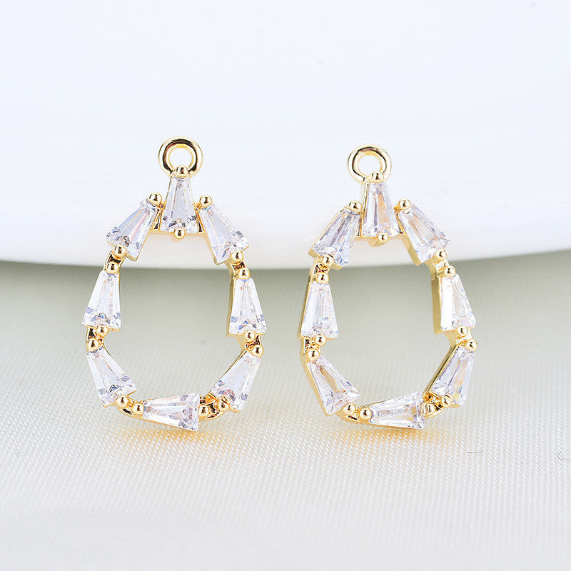 20 pendentif à breloque cercle goutte d'eau strass embelli 14K GF