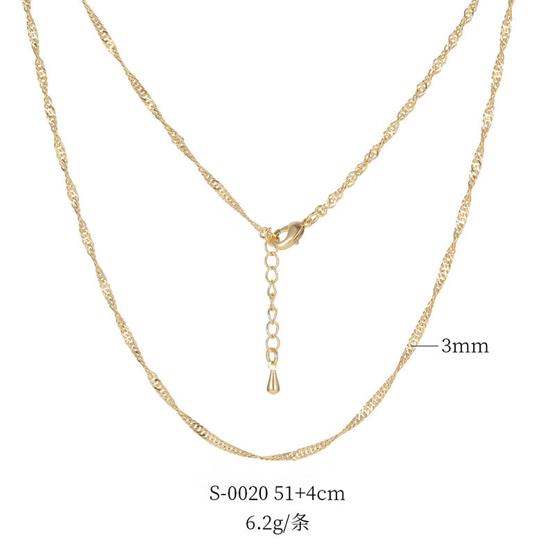 2 Cable Box Singapore Beaded Chain Necklace with Extender 14K GF Choker