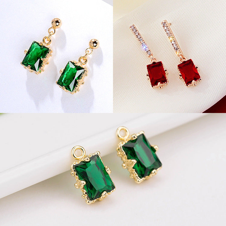 10 pendentifs à breloque rectangulaires, connecteur à Double boucle, ornés de strass, 14K GF
