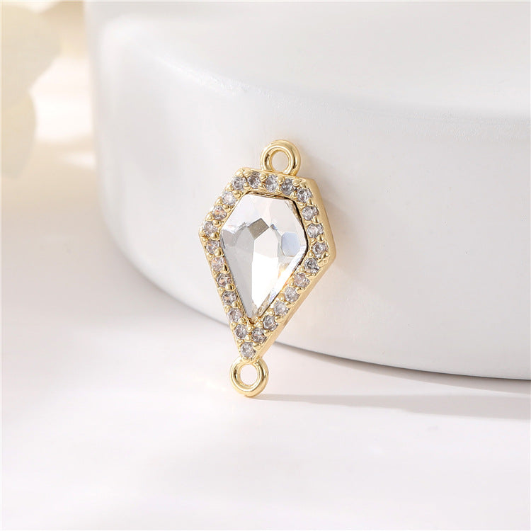 2 Double boucle étoile papillon coeur lune diamant charme connecteur strass embelli 14K GF