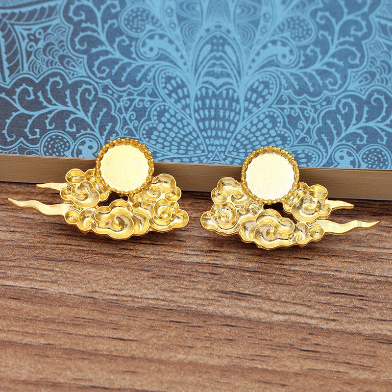 50 Cloud Charm Pendant 18KGP 10mm Round Cabochon Blank Base Gemstone Piece Setting