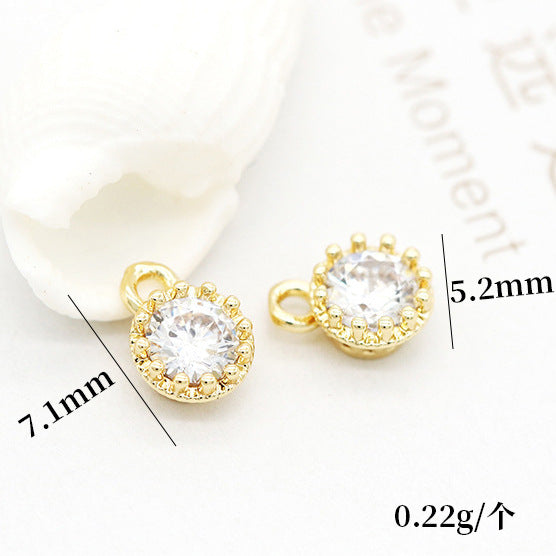 Pendentif à breloque hexagonale étoile olive ronde à 2 diamants orné de strass 14K GF