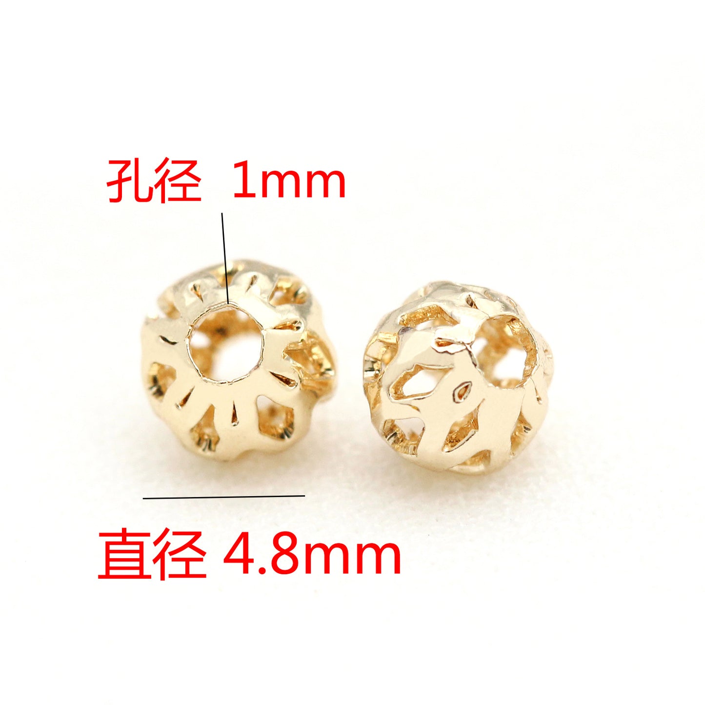 20 perles rondes creuses 14K GF, breloque en cuivre, entretoise de perles