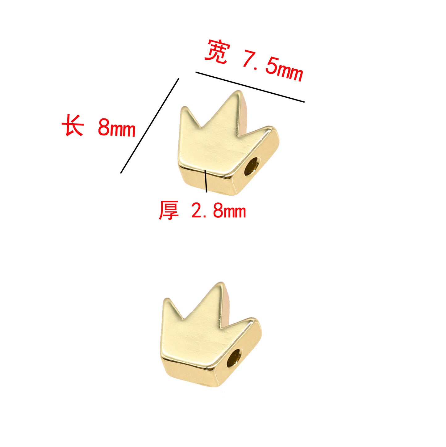 10 minuscules perles de couronne brillantes 14K GF Charm Beadwork Spacer