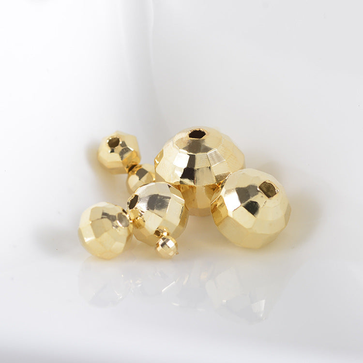 Bulk 100 Tiny Faceted Round Bead Piece 14K GF Copper Charm Beadwork Spacer