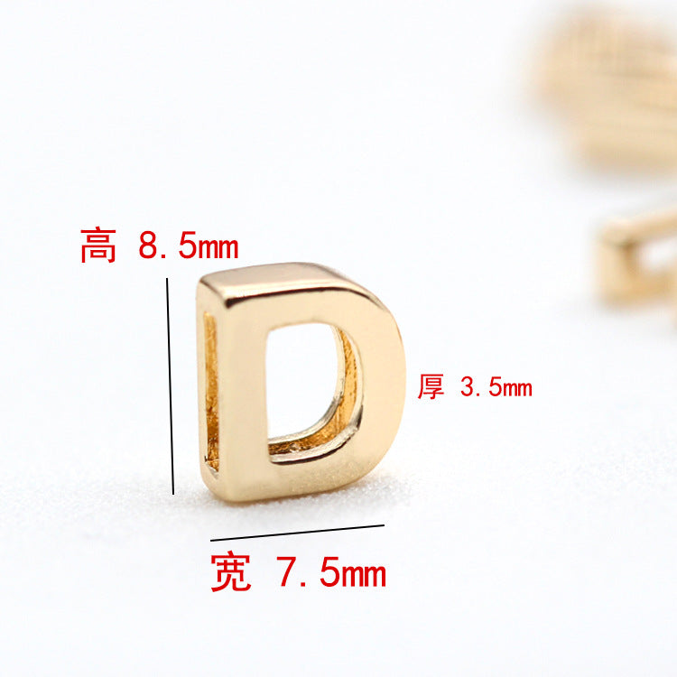 10 trous larges Alphabet plat perle ceinture charme 14K GF perles entretoise