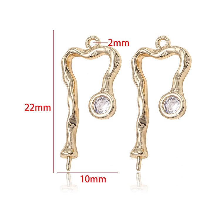 2 pendentifs à breloques en bâton courbé fondant strass embellis 14K GF perle à moitié percée perle vierge