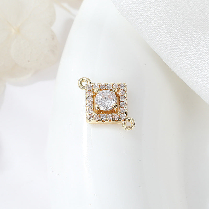 2 Double boucle rectangle étoile de mer oeil carré coeur charme connecteur strass embelli 14K GF