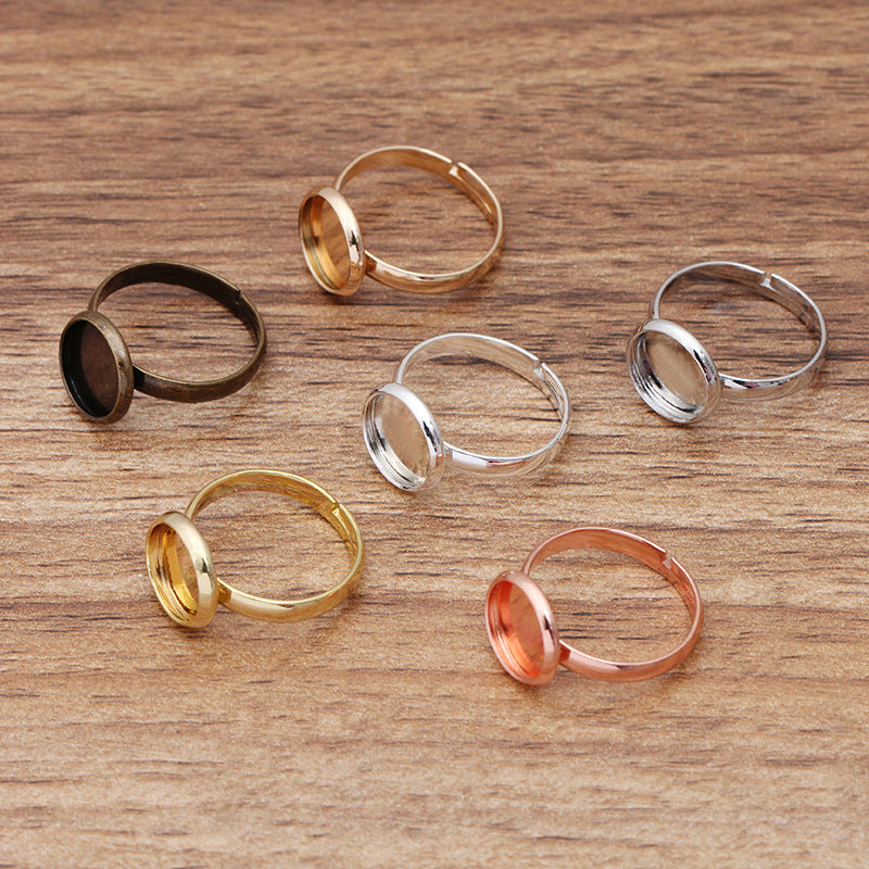 50 bague de cercle ouvrable de tasse de lunette unie 18KGP 10mm 12mm 14mm 16mm 18mm 20mm cabochon rond Base vierge réglage de pierres précieuses