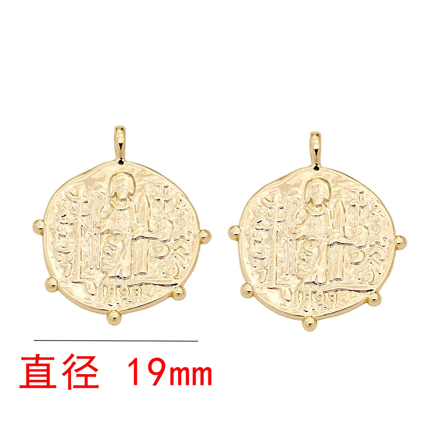Pendentif à breloque pièce de monnaie 20 portraits 14K GF