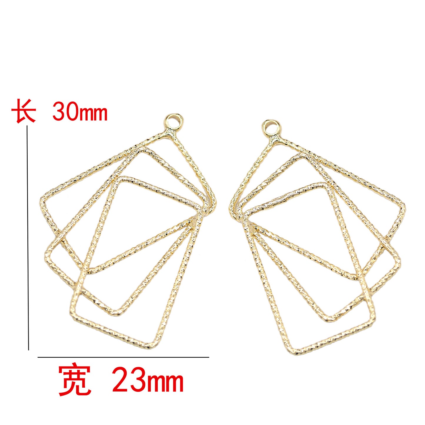 20 pendentif à breloque trois cercles rectangulaires fondants 14K GF