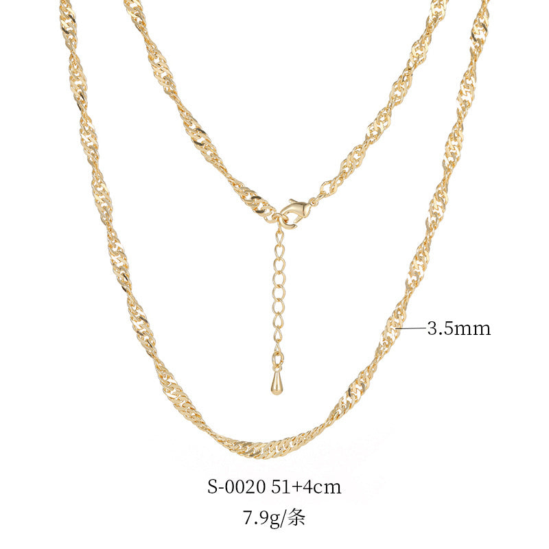 2 Cable Box Singapore Beaded Chain Necklace with Extender 14K GF Choker