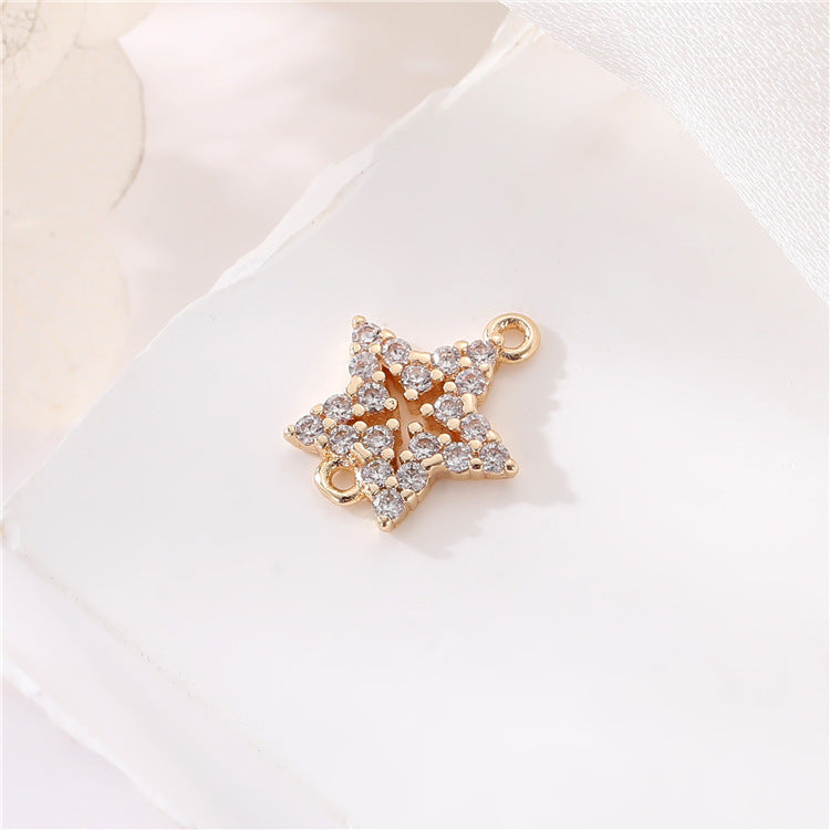2 Double boucle Soleil Saturne Infini Floral Étoile Charme Connecteur Strass Embelli 14K GF
