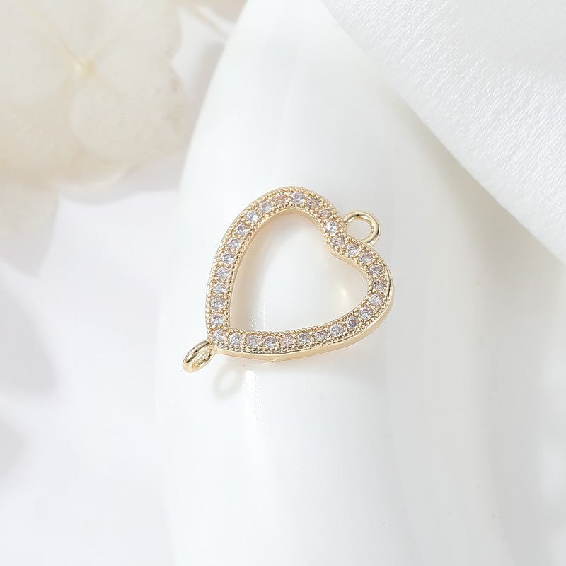 2 Double boucle rectangle étoile de mer oeil carré coeur charme connecteur strass embelli 14K GF