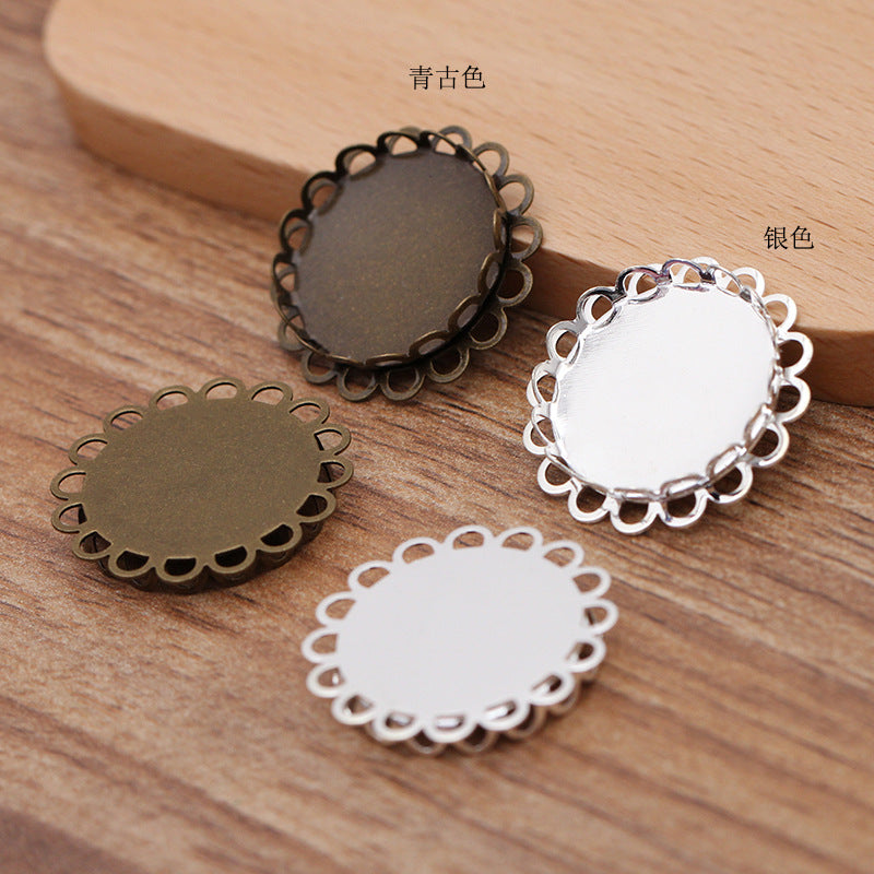 30 Scallop Edge Bezel Cup Charm Flat Back Settings 18KGP 14mm 16mm 18mm 20mm 25mm 30mm Round Cabochon Rhinestone Zircon Gemstone Blank Base