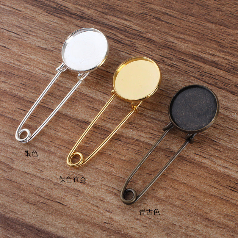 50 lunette tasse broche sûre 18KGP 12mm 14mm 16mm 18mm 20mm cabochon rond Base vierge réglage de pièce de pierre précieuse