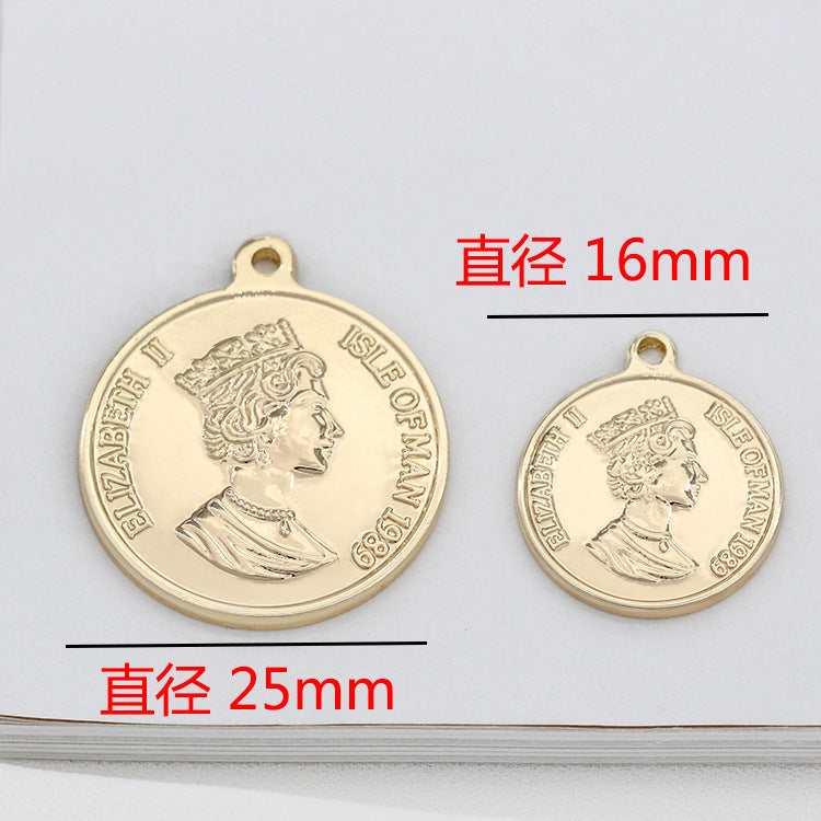 5 Queen Coin Charm Pendant 14K GF