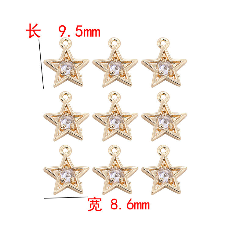 Pendentif à breloque 10 étoiles orné de strass 14K GF