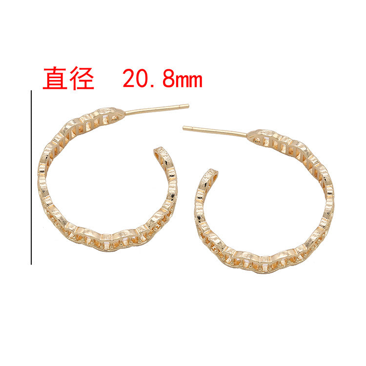Boucles d'oreilles à tige en chaîne torsadée à 4 cercles ronds 14K GF