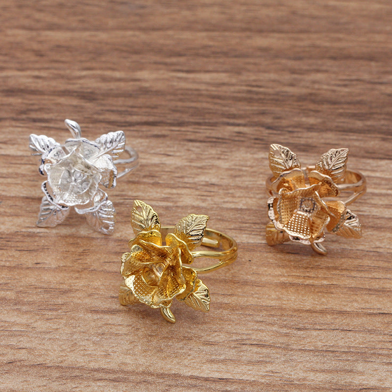 100 Filigree Floral Charm Openable Circle Ring 18KGP 6mm Round Nonporous Blank Base Gemstone Setting