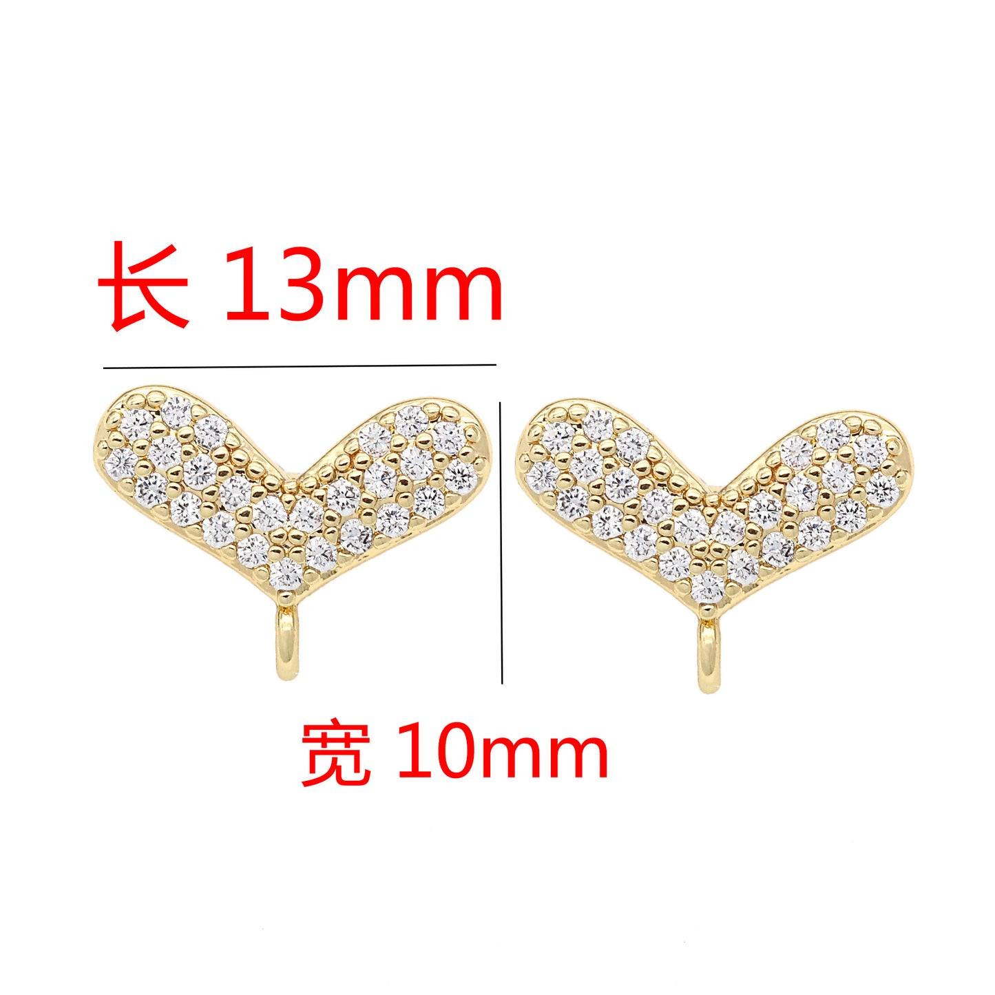20 boucles d'oreilles coeur avec boucle strass embelli 14K GF boucle d'oreille fil d'oreille
