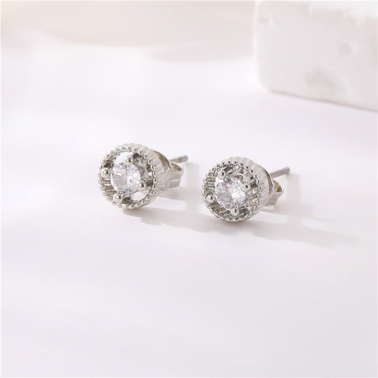 4 boucles d'oreilles à tige en forme de cœur floral, ornées de strass GF 14 carats