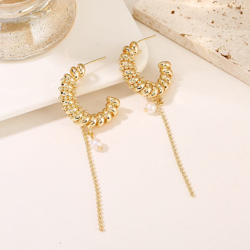 4 Glossy Semi Circle Chunky Stud Earrings 14K GF Earing