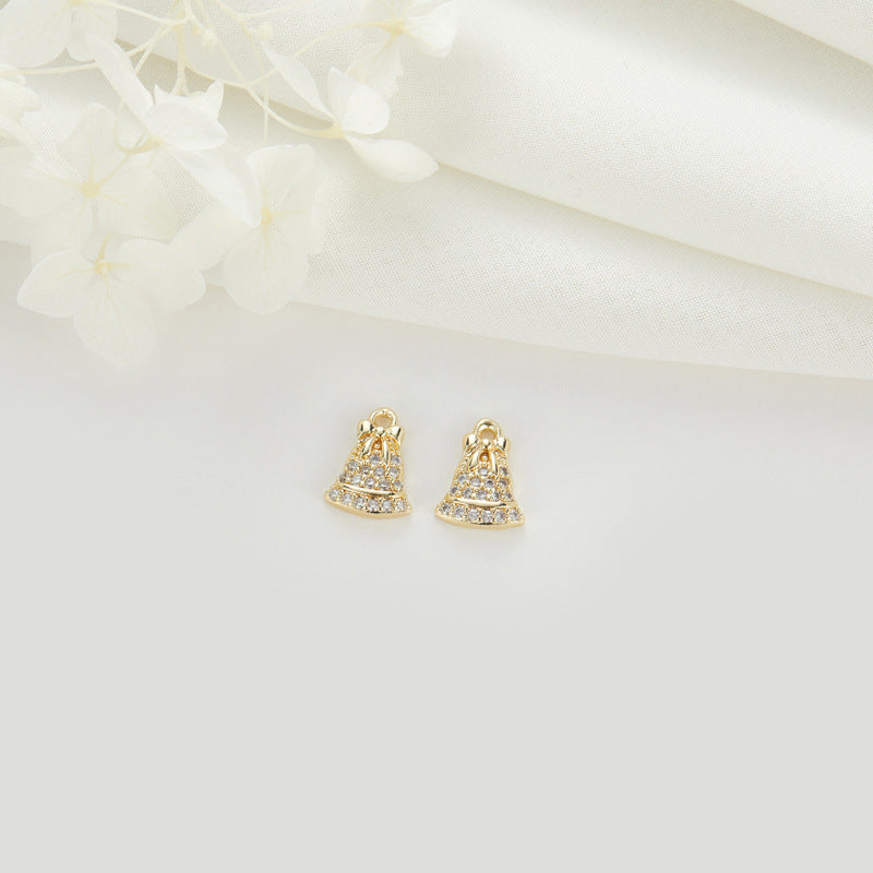 2 clés étoile de mer éléphant nœud papillon coeur cloche pendentif à breloque strass embelli 14K GF